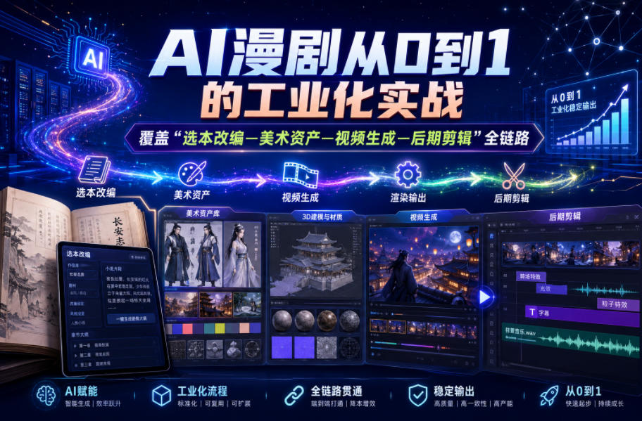 AI漫剧从0到1的工业化实战，覆盖“选本改编—美术资产—视频生成—后期剪辑”全链路(更新6月)-智云网