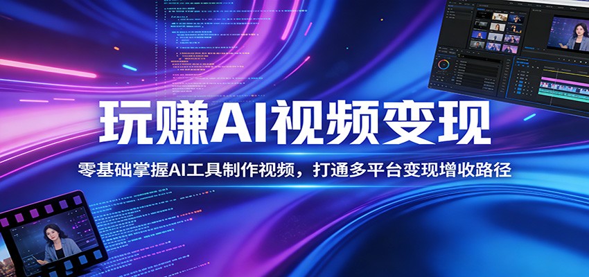 玩赚AI视频变现，零基础掌握AI具制作视频，打通多平台变现增收路径-智云网