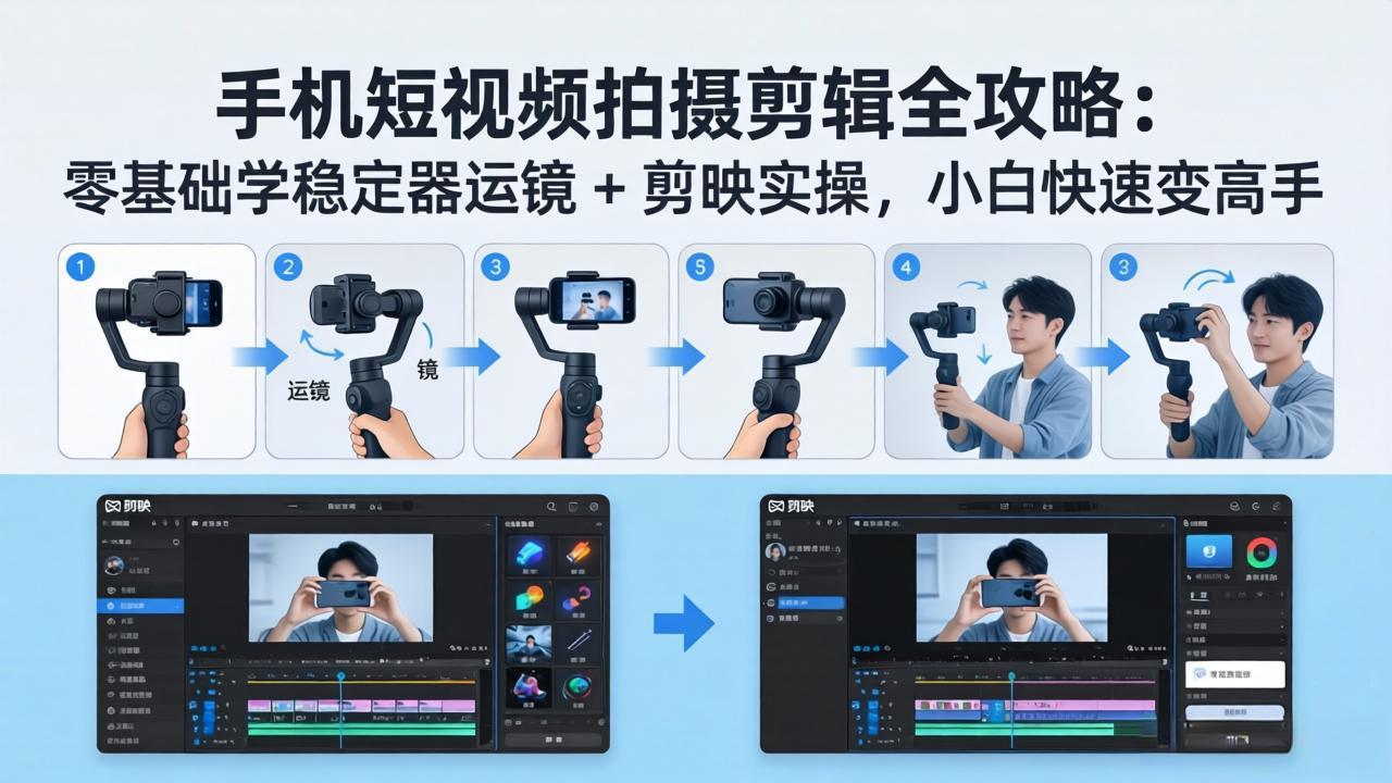 手机短视频拍摄剪辑全攻略:零基础学稳定器运镜 + 剪映实操,小白快速变高手-智云网