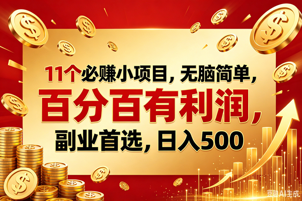 （18851期）11个必赚的小项目，百分百赚元子，无脑简单，副业首选，日入500+-智云网