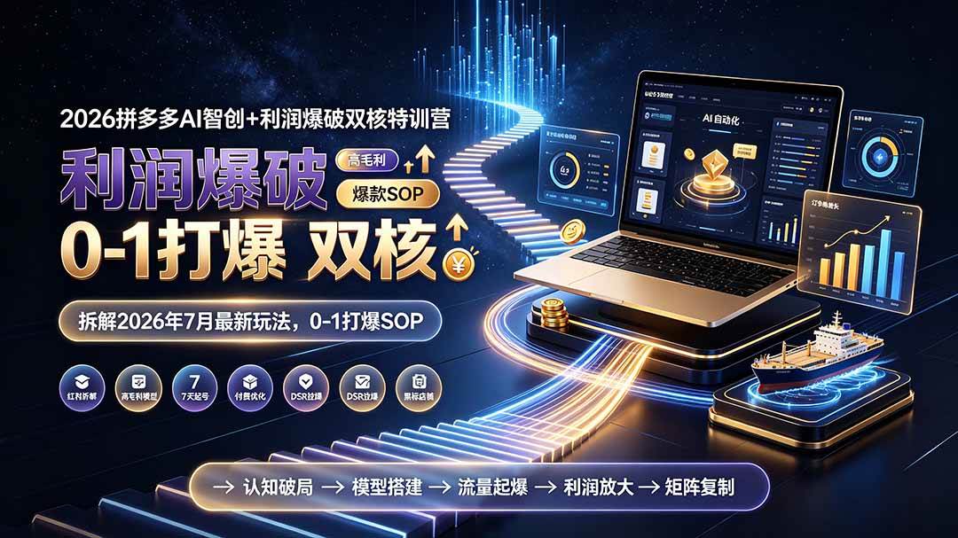 （19307期）2026拼多多AI智创+利润爆破双核特训营-拆解2026年7月最新玩法，0-1打爆SOP-智云网