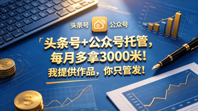 头条号+公众号托管，每月多拿3000米！我提供作品，你只管发！【揭秘】-智云网
