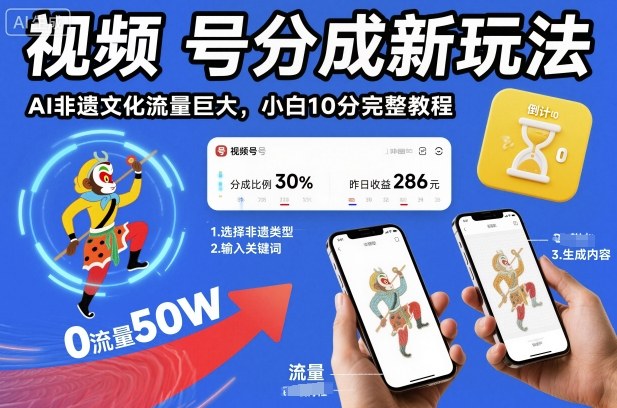 视频号分成新玩法，AI非遗文化流量巨大，小白10分钟搞定，完整教程-智云网