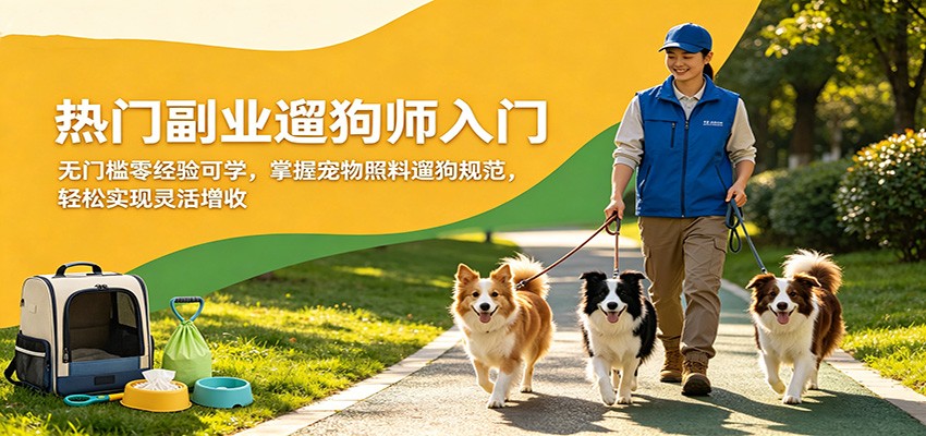 热门副业遛狗师入门,无门槛零经验可学,掌握宠物照料遛狗规范,轻松实现灵活增收-智云网
