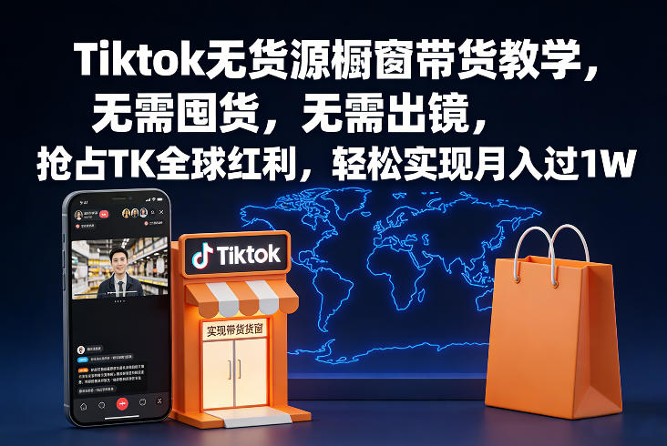 Tiktok无货源橱窗带货教学,无需囤货,无需出镜,抢占TK全球红利,轻松实现月入过1W-智云网