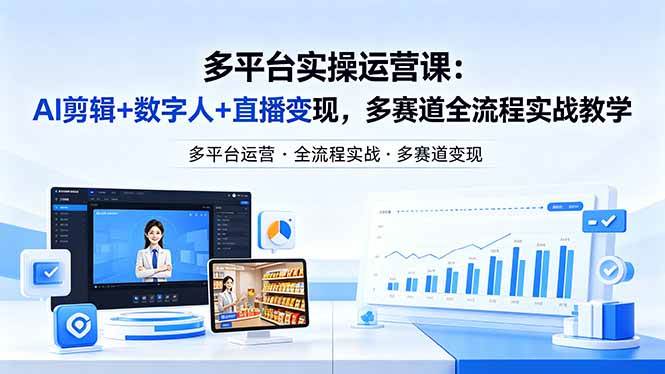 （18193期）某团队多平台实操运营课-更新26年4月25：AI剪辑+数字人+直播变现，多赛道全流程实战教学-智云网