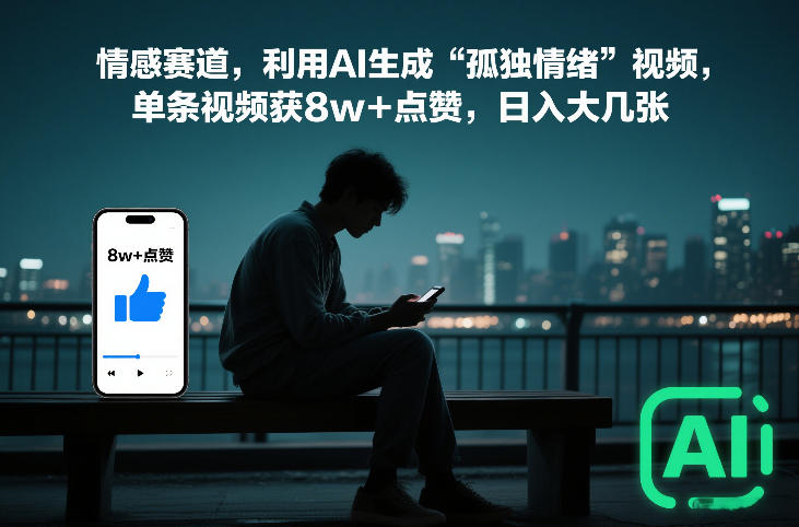 情感赛道，利用AI生成“孤独情绪”视频，单条视频获8w+点赞，日入大几张-智云网