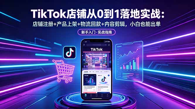 TikTok店铺从0到1落地实战：店铺注册+产品上架+物流回款+内容剪辑，小白也能出单-智云网