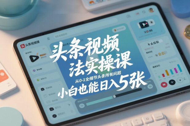 头条视频玩法实操课,从0-1全细节头条所有问题,小白也能日入5张-智云网