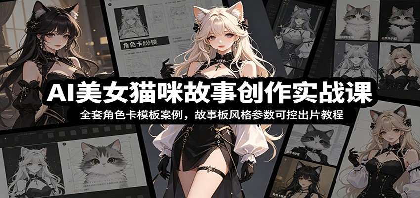 AI美女猫咪故事创作实战课：全套角色卡模板案例，故事板风格参数可控出片教程-智云网