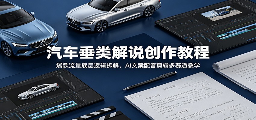 汽车垂类解说创作教程：爆款流量底层逻辑拆解，AI文案配音剪辑多赛道教学-智云网