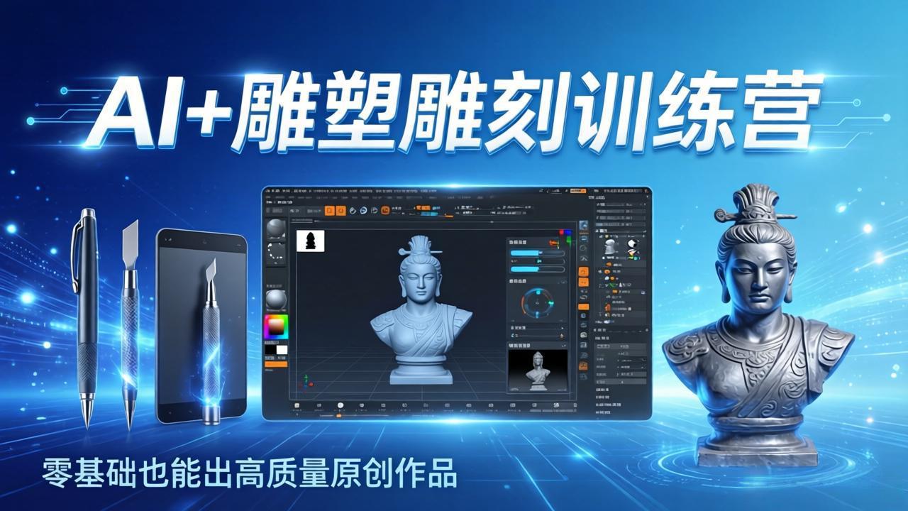 AI+雕塑雕刻训练营：从AI创作、大模型训练到3D雕刻 + 渲染，零基础也能出高质量原创作品-智云网
