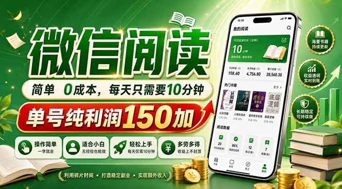 (18372期)最新微信阅读,每日10分钟,单号利润150+,可批量放大操作,简单0成本-智云网