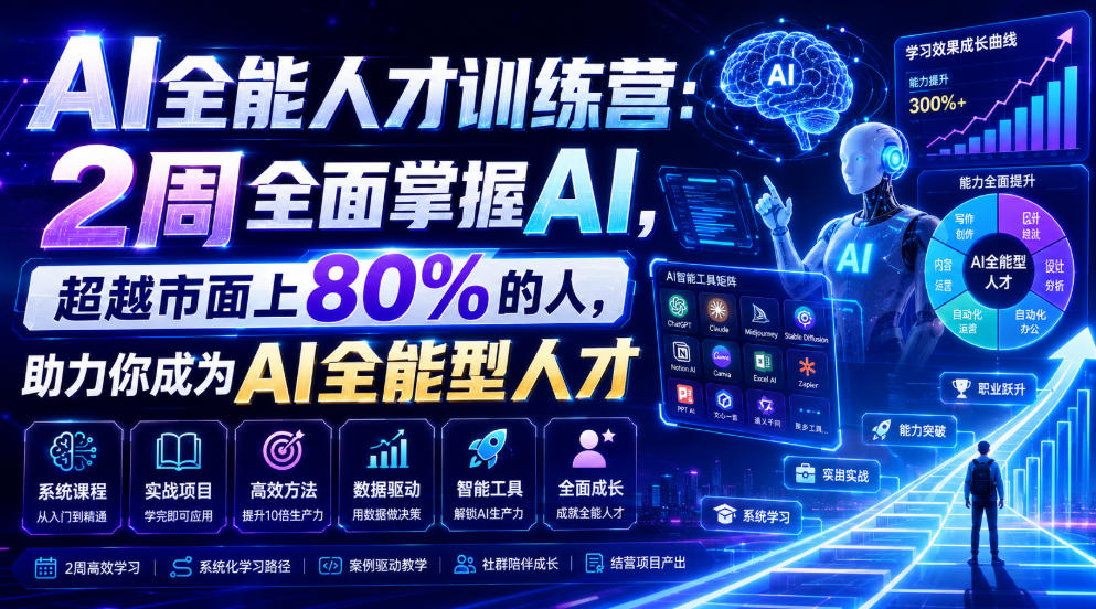 AI全能人才训练营：2周全面掌握AI，超越市面上80%的人，助力你成为AI全能型人才-智云网