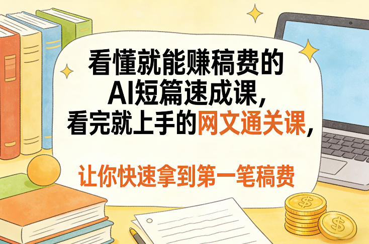 看懂就能賺稿费的AI短篇速成课，看完就上手的网文通关课，让你快速拿到第一笔稿费(更新4月)-智云网