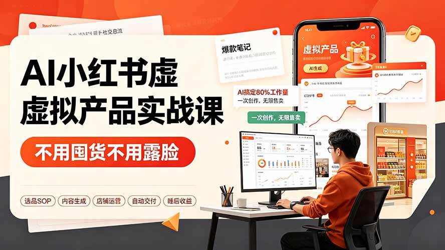 （19314期）AI小红书虚拟产品实战课-更新：不用囤货不用露脸，AI搞定80%工作量，一次创作无限售卖睡后收益-智云网