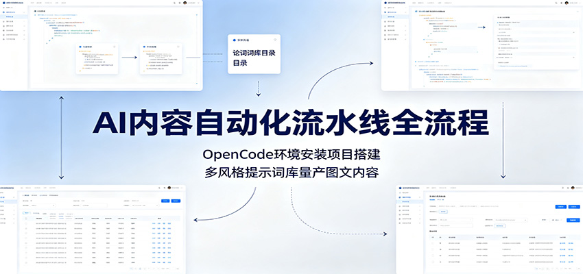 AI内容自动化流水线全流程：OpenCode环境安装项目搭建，多风格提示词库量产图文内容-智云网