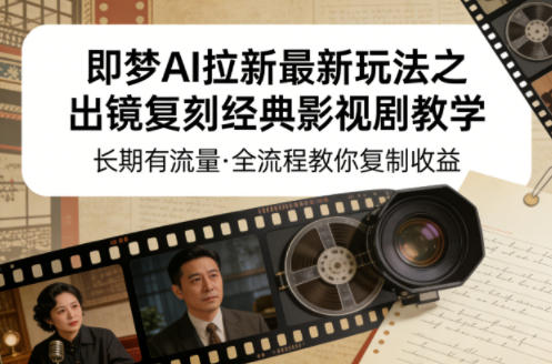 即梦AI拉新最新玩法之出镜复刻经典影视剧教学,长期有流量,全流程教你复制收益-智云网