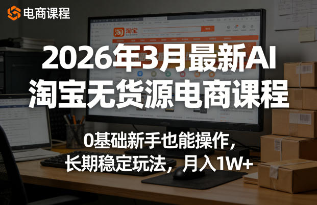 2026年3月最新AI淘宝无货源电商课程，0基础新手也能操作，长期稳定玩法，月入1W+-智云网