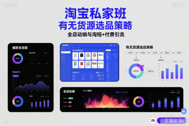 淘宝私家班，有无货源选品策略，高成功率爆款全流程打法，全店动销与淘短+付费引流（更新2026）-智云网