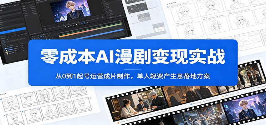 零成本AI漫剧变现实战：从0到1起号运营成片制作，单人轻资产生意落地方案-智云网