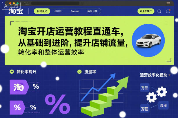 淘宝开店运营教程直通车，从基础到进阶，提升店铺流量，转化率和整体运营效率（更新26年07月11日）-智云网