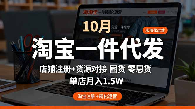 淘宝一件代发精细化运营-10月：店铺注册+货源对接+零囤货，单店月入1.5w-智云网