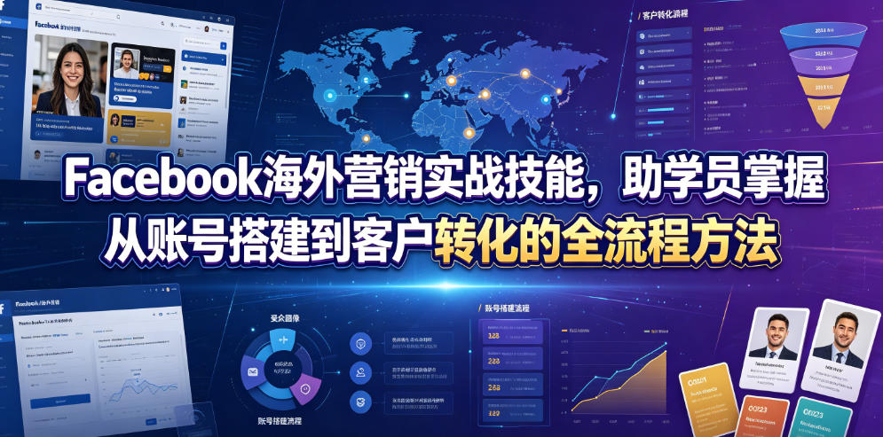 Facebook海外营销实战技能，助学员掌握从账号搭建到客户转化的全流程方法-智云网