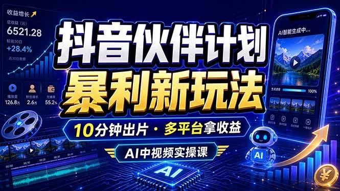 （18869期）抖音伙伴计划最新玩法，无需配音剪辑，10分钟出一条原创视频，轻松日入三位数-智云网