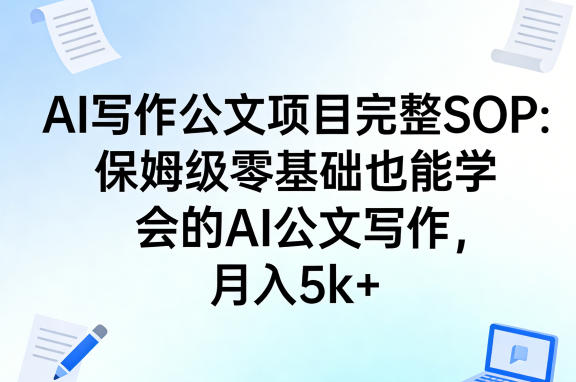 AI写作公文项目完整SOP,保姆级零基础也能学会的AI公文写作,月入5k+-智云网