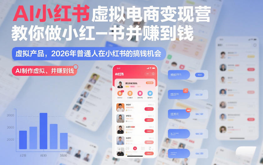 AI小红书虚拟电商变现营，教你做小红书并賺到钱，虚拟产品，2026年普通人在小红书的搞钱机会（完结）-智云网