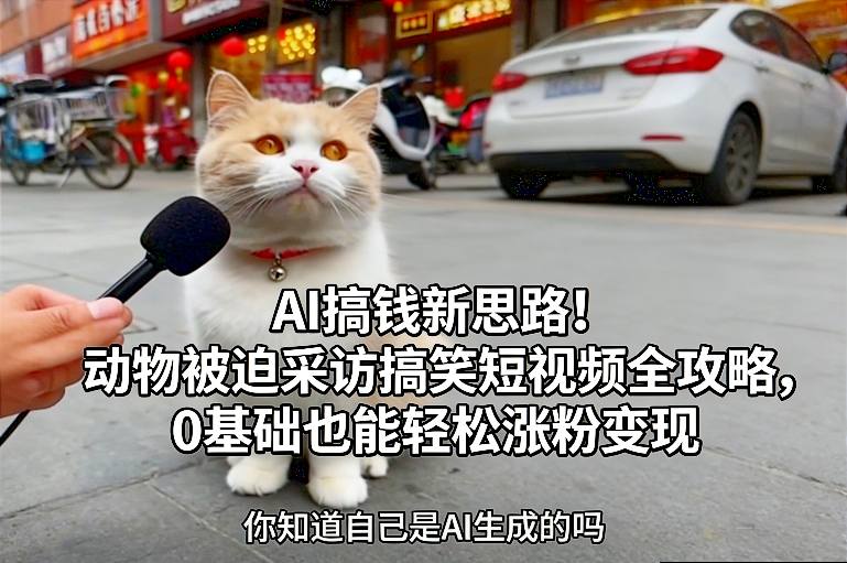 AI搞钱新思路!动物被迫采访搞笑短视频全攻略,0基础也能轻松涨粉变现-智云网