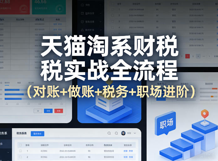 天猫淘系财税实战全流程(对账+做账+税务+职场进阶)