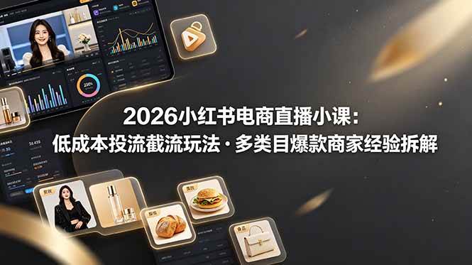 (19034期)2026小红书电商直播小课,低成本投流截流玩法,多类目爆款商家经验完整拆解教学-智云网