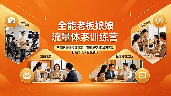全能老板娘流量体系训练营,三天吃透短视频引流、直播成交与私域运营,打造个人IP轻松变现-智云网